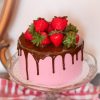 Torta glassa al cioccolato e fragole 15 cm